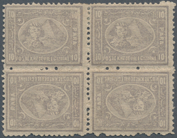 11348 Ägypten: 1874 Third Issue (2nd "Bulâq" Printing) 10pa. Slate, Perf 12½, BLOCK OF FOUR With Two Verti - 1915-1921 Britischer Schutzstaat