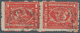 11350 Ägypten: 1874 Third Issue (2nd "Bulâq" Printing) 1pi. Red, Perf 12½, HORIZONTAL TÊTE-BÊCHE Pair, Use - 1915-1921 Protectorat Britannique