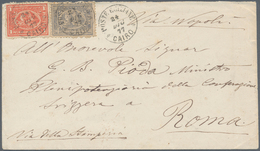 11357 Ägypten: 1877 Cover From Cairo To Rome Via Alexandria And "Via Napoli" (endorsed In M/s), Franked 3r - 1915-1921 Protectorat Britannique