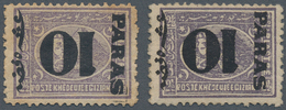 11363 Ägypten: 1879 Provisionals: Two Different Singles Of 10pa. On 2½pi. Violet Both With "INVERTED SURCH - 1915-1921 Britischer Schutzstaat
