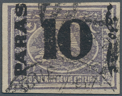 11365 Ägypten: 1879 Provisional 10pa. On 2½pi. Violet, Variety "IMPERFORATED", Used With Part Strikes Of " - 1915-1921 Protectorat Britannique