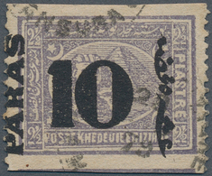 11366 Ägypten: 1879 Provisional 10pa. On 2½pi. Violet, Variety "IMPERFORATED HORIZONTALLY", Perf 13½ Verti - 1915-1921 British Protectorate