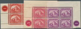 11372 Ägypten: 1888/1906, Pyramides Six Different Values In Marginal Or Corner Blocks Of Four (2m. Block/6 - 1915-1921 Britischer Schutzstaat