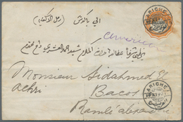 11375 Ägypten: 1892, PS Envelope 2pia. Orange Used From Ariche To Alexandria, Cancelled With "ARICHE/19 XI - 1915-1921 Britischer Schutzstaat