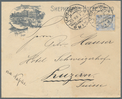 11379 Ägypten: 1895, Hotel Shepheard's: Illustrated Envelope With Special Cds Of Shepheard's Hotel Franked - 1915-1921 Britischer Schutzstaat