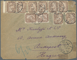 11388 Ägypten: 1903, Cover From Cairo To Budapest, Hungary Bearing Ten 1m. Brown (4 Pairs + 2 Singles), Wi - 1915-1921 Britischer Schutzstaat