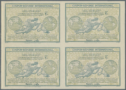 11402 Ägypten: Design "Madrid" 1920 International Reply Coupon As Block Of Four Egypt (arabic Chracters). - 1915-1921 Britischer Schutzstaat