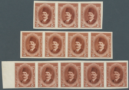 11410 Ägypten: 1923 Kíng Fouad 5m. Red-brown, 12 Imperforated Proofs On Gummed Watermarked Paper As Horizo - 1915-1921 Britischer Schutzstaat