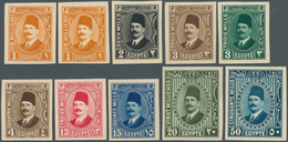 11418 Ägypten: 1927-33 King Fouad 2nd Issue, 10 Imperforated Stamps With Royal Cancelled Back, Ex 1m. To 5 - 1915-1921 Britischer Schutzstaat