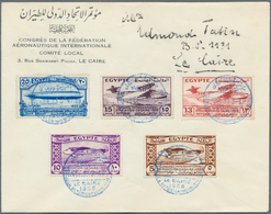 11431 Ägypten: 1933: "International Aviation Congress", With Zeppelin LZ 127 On The 20 Mills, FDC With Blu - 1915-1921 Britischer Schutzstaat