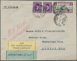 11437 Ägypten: 1937, 2 X 10 M Violet King Fuad And 8 M Lilac/black Airmail Stamp, Mixed Franking On Airmai - 1915-1921 Protectorat Britannique