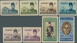 11439 Ägypten: 1937-44 King Farouk's 1st Issue: Complete Set Of 19 Up To £1 All Imperforated And Royal Can - 1915-1921 Protectorat Britannique