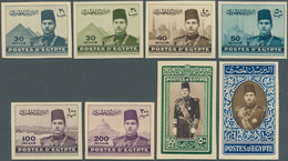 11439 Ägypten: 1937-44 King Farouk's 1st Issue: Complete Set Of 19 Up To £1 All Imperforated And Royal Can - 1915-1921 Britischer Schutzstaat