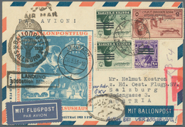 11459 Ägypten: 1951, Austrian BALLOON Postcard From Cairo To Salzburg Franked With 1952 Ovptd. 5m. Airmail - 1915-1921 Protectorat Britannique