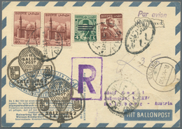 11464 Ägypten: 1954, BALLOON Postcard From Daher To Salzburg For 11. Balloon Mail From Salzburg (3.5.1954) - 1915-1921 Protectorat Britannique