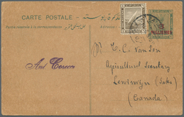 11502 Ägypten - Ganzsachen: 1916 Postal Stationery Card 3m. On 2m. Used From Zagazig To Lewiswyn In CANADA - Altri & Non Classificati