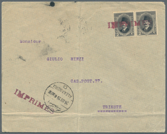 11509 Ägypten - Stempel: 1925, "IMPRIMES" S/l In Red Used As Obliterator On Cover To Trieste, Franked With - Sonstige & Ohne Zuordnung