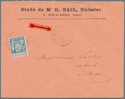 11544 Algerien: 1893, 15 C. Blue Allegory Used On Cover With Date Cancellation "AIN-EL-ARBA/ORAN" Send To - Algérie (1962-...)