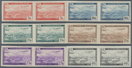 11562 Algerien: 1946, Airmail Issue 'Harbour Of Algier' Complete Set In IMPERFORATE Horizontal Pairs, Mint - Algérie (1962-...)