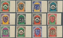 11564 Algerien: 1947, Coat Of Arms Original Set Of Twelve Different Values All IMPERFORATE From Right Marg - Algeria (1962-...)