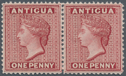 11583 Antigua: 1872, A Pair Of QV 1 Pence Carmine Very Good Centered With Perfect Perforation 12½ And Both - 1858-1960 Crown Colony