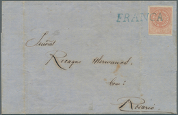 11590 Argentinien: 1862 5c. Rose, With Accent, Used On Entire Letter From Santa Fe To Rosario, Tied By Sup - Sonstige & Ohne Zuordnung