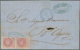 11594 Argentinien: 1862, Vertical Pair 5 Centavos Coat Of Arms On Letter Sheet Sent To Buenos Aires With S - Sonstige & Ohne Zuordnung