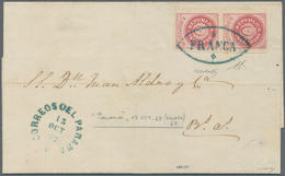 11595 Argentinien: 1862, Cover Franked With Imperforated Pair 5 C. Coat Of Arms Without Accent On "U" Of " - Sonstige & Ohne Zuordnung