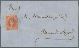 11604 Argentinien: 1864, 5 C. Red, Fresh Colour, Partly Scissor's Separation, Single Franking On Lettershe - Sonstige & Ohne Zuordnung