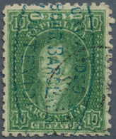 11605D Argentinien: 1864, 10 C. Deep Green, Intense Colour, Well Perforated, Oblit. By "OSWALD D / BOUR BAR - Autres & Non Classés