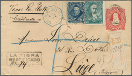 11614 Argentinien: 1891, Postal Stationery Envelope 8c. Red Uprated 1887 24c. Blue And 1888 3c. Blue-green - Sonstige & Ohne Zuordnung