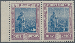 11618 Argentinien: 1912, Country Worker/Sun A Pair Of 10 Peso Lilac/blue With Superb Perforation And Both - Sonstige & Ohne Zuordnung