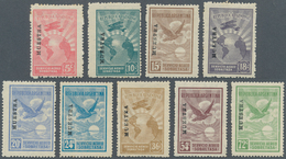 11619 Argentinien: 1928, Airmail Issue 'Servicio Aereo Sobretasa' Complete Set Of 19 Values With Black Opt - Autres & Non Classés