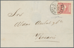 11630 Argentinien - Provinzen: Buenos Aires: 1862, BUENOS AIRES, 1 Peso Rose On Folded Letter Sheet Tied B - Buenos Aires (1858-1864)