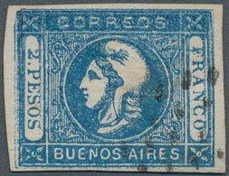 11631 Argentinien - Provinzen: Buenos Aires: 1862, Liberty Head 2 Pesos Blue, Clear Double Print In Upper - Buenos Aires (1858-1864)