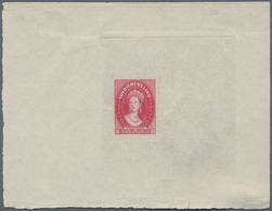 11655 Tasmanien: 1864, Queen Victoria Die Proof In Red On Thin Paper With Watermark "...PAPER", Small Faul - Lettres & Documents