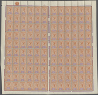 11656A Tasmanien: 1892, QV Tablets ½d. Orange/mauve In A Complete Sheet With 120 Stamps Incl. Central Gutte - Storia Postale