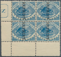 11662 Tasmanien - Stempelmarken: 1900, Platypus 1d. Blue Perf. 12 With Vert. Black Opt. 'REPRINT' Block Of - Lettres & Documents