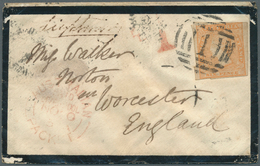 11666 Victoria: 1855/1856, Four Covers And One Folded Entire Each Bearing Woodblocks 6d Dull Orange (mixed - Briefe U. Dokumente