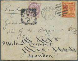 11670 Victoria: 1892, QV 2 1/2d Tied Duplex "MELBOURNE DE 20 92" To Small Cover To MarlowEngland, Uprated - Storia Postale