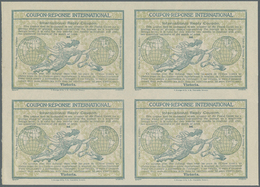 11672 Victoria: Design "Madrid" 1920 International Reply Coupon As Block Of Four 6 D Victoria. Backside Wi - Briefe U. Dokumente