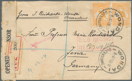 11684 Australien: 1914, Roos 4 D. Horizontal Pair Tied "WONDAI 12 DE. 14" To Registered Censored Cover To - Altri & Non Classificati