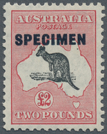 11687 Australien: 1931, Kangaroo 2 £ Carmine/black With Black Imprint "SPECIMEN" And Multiple Crown-waterm - Sonstige & Ohne Zuordnung