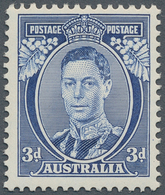 11690 Australien: 1937 KG VI 3 D. Blue, The Rare Retouched Plate IA, Perfect Perforated And Mint Never Hin - Autres & Non Classés