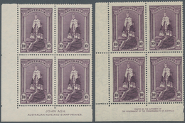 11694 Australien: 1937, KG VII 10 Shilling On Normal And Thin Paper, Two Blocks Of Four From Left Lower Co - Autres & Non Classés