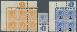 11702 Bahamas: 1938/1940, KGVI Definitives 12 Different Stamps Mostly In Corner Blocks Of Four Or Six (2½d - 1963-1973 Autonomia Interna