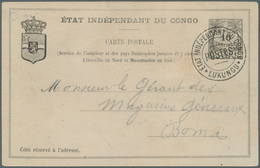 11710 Belgisch-Kongo: 1892, Stationery Card 10 C. Tied "LUKUNGU / POSTES" To Boma W. Blue Arrival Of 16 Ma - Altri & Non Classificati