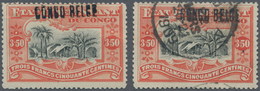 11712 Belgisch-Kongo: 1909 Two Singles Of 3.50fr. Black & Vermilion With LOCAL OVERPRINT, One Mint With Ov - Autres & Non Classés