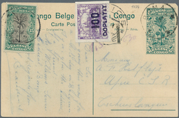 11715 Belgisch-Kongo: 1922 Postal Stationery Picture Card 15c. Uprated Similar 15c. And Used From Boma To - Altri & Non Classificati