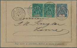 11725 Benin: 1903, Card Letter 15 C. Allegory With Imprint "GOLFE DE BENIN" Together With Horizontal Pair - Bénin – Dahomey (1960-...)